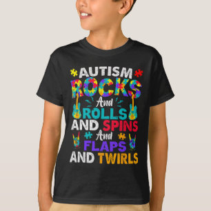 Autism Rocks And Rolls And Spins Autism Awareness T-Shirt