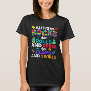 Autism Rocks And Rolls Autism Awareness Month T-Shirt