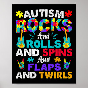 Autism Rocks And Rolls Fun Autism Awareness Month  Poster