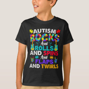Autism Rocks And Rolls Fun Autism Awareness Month  T-Shirt