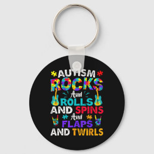 Autism Rocks And Rolls Funny Autism Awareness Mont Key Ring