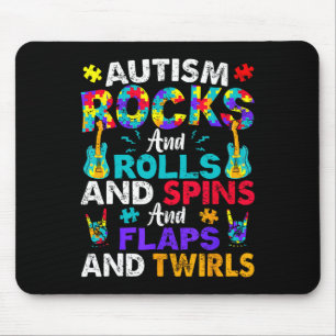 Autism Rocks And Rolls Funny Autism Awareness Mont Mouse Pad