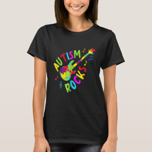 Autism Rocks  Autism Awareness Guitar Puzzle Piece T-Shirt