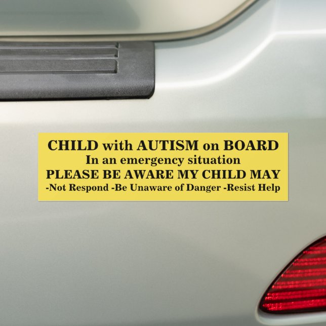 Autism Safety bumper sticker (On Car)