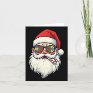 Autism Santa Claus Candy Cane Christmas Womens Men Card