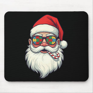 Autism Santa Claus Candy Cane Christmas Womens Men Mouse Pad
