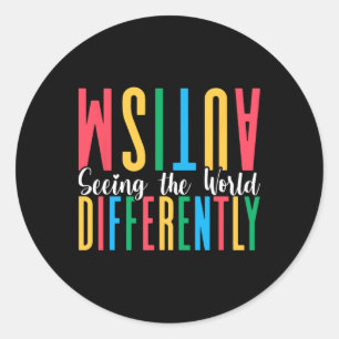 Autism Seeing The World Differently Autism Awarene Classic Round Sticker