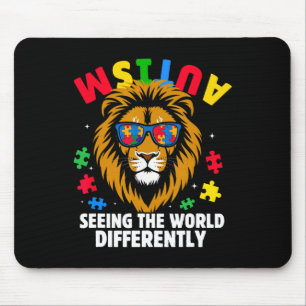 Autism Seeing The World Differently Awareness Lion Mouse Pad