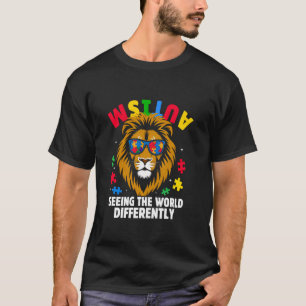 Autism Seeing The World Differently Awareness Lion T-Shirt