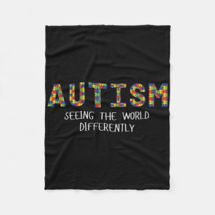 Autism Seeing The World Differently Graphic Tee Fleece Blanket