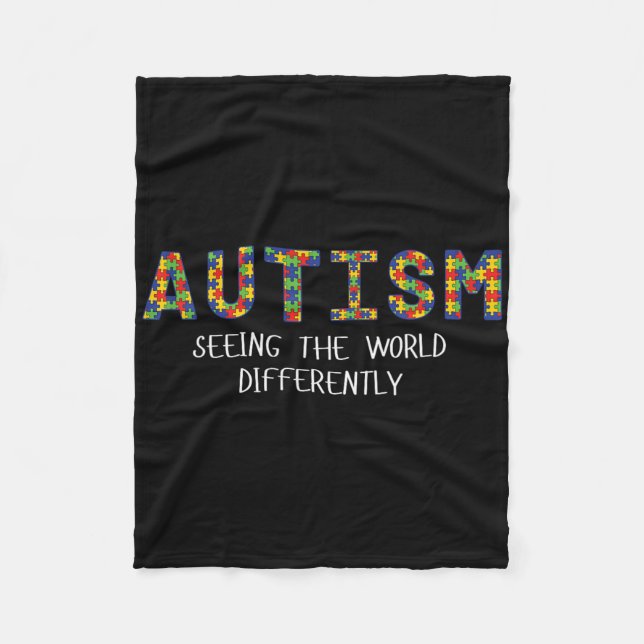 Autism Seeing The World Differently Graphic Tee  Fleece Blanket (Front)