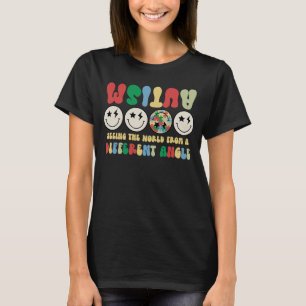Autism Seeing The World Differently Groovy Smile F T-Shirt