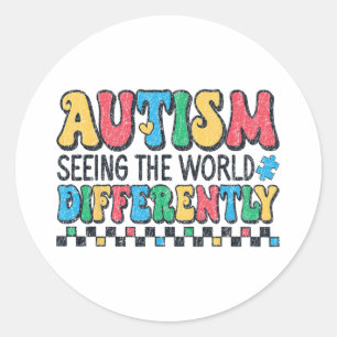 Autism Seeing The World Differently Retro Autism A Classic Round Sticker