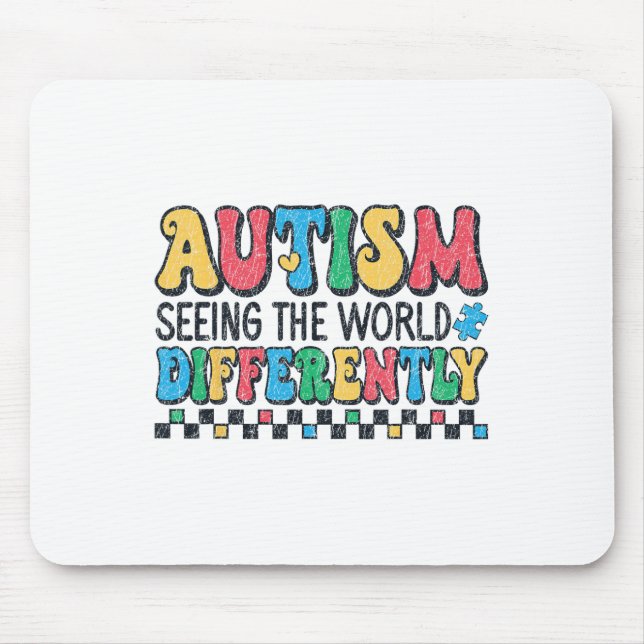 Autism Seeing The World Differently Retro Autism A Mouse Pad (Front)