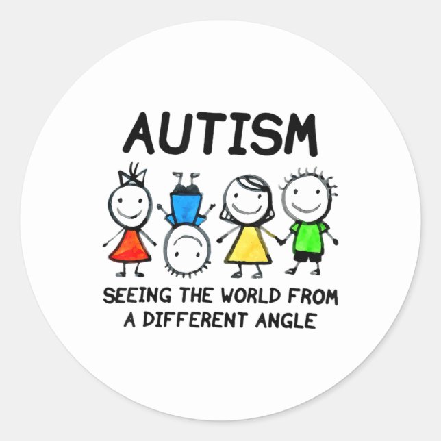 Autism Seeing The World From A Different Angle Aut Classic Round Sticker (Front)