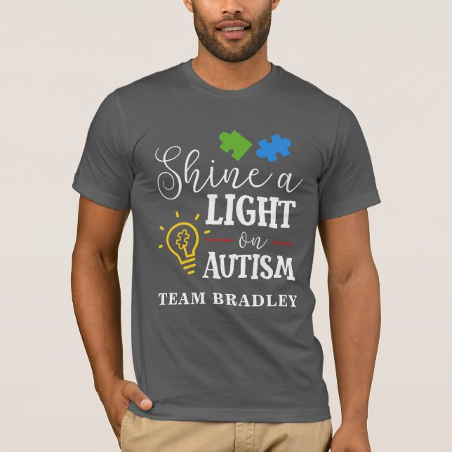 Autism Shine a Light Matching Team Custom T-Shirt (Front)