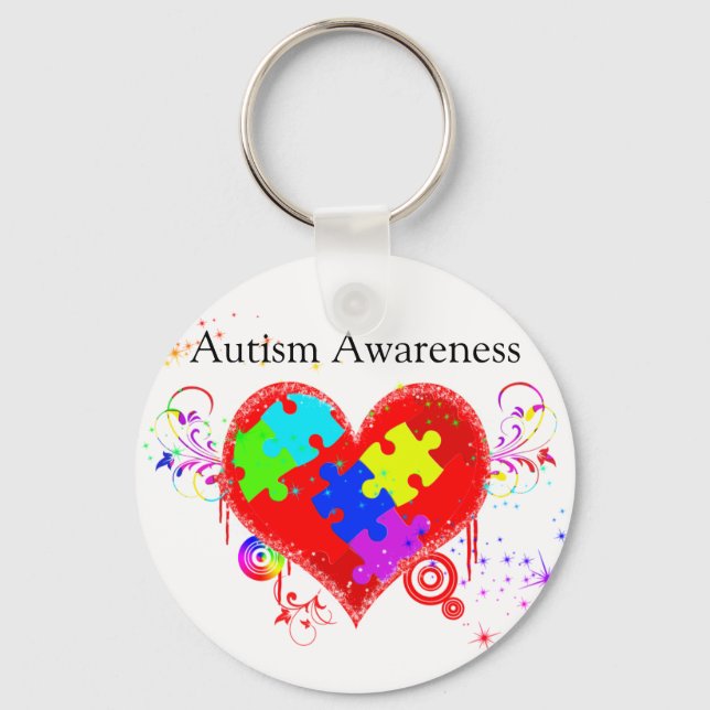 Autism Shining Heart Key Ring (Front)