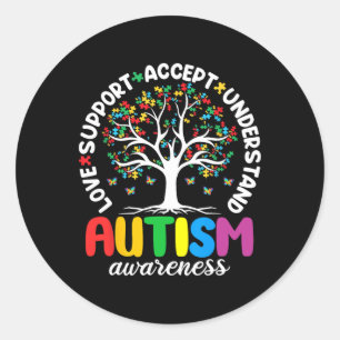 Autism Shirt Love Accept Support Autistic Autism A Classic Round Sticker