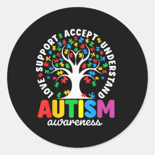Autism Shirt Love Accept Support Autistic Autism A Classic Round Sticker
