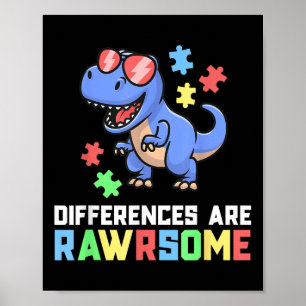 Autism Shirts For Boys Dinosaur Trex Awareness Puz Poster