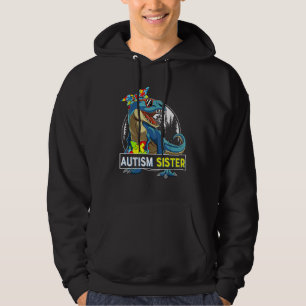 Autism Sister Dinosaur Leopard Headband Autism Awa Hoodie