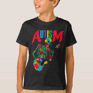 Autism skeleton electric guitar asd awareness men T-Shirt