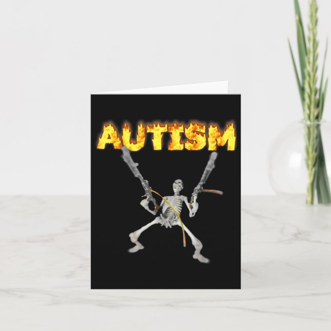 Autism Skeleton Funny Oddly Specific Dank Meme 3  Card (Front)