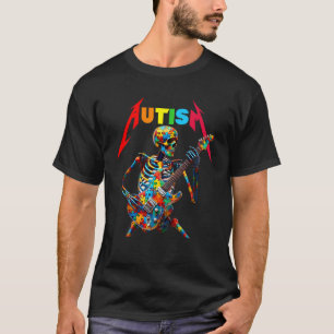 Autism Skeleton Guitar Player Rock Music Autism Aw T-Shirt