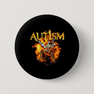 Autism Skeleton Guns Funny Fire Bones Spooky  6 Cm Round Badge