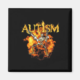 Autism Skeleton Guns Funny Fire Bones Spooky  Magnet