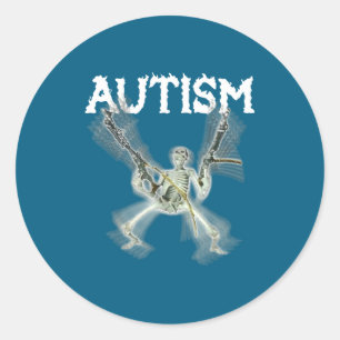 Autism Skeleton Meme Classic Round Sticker