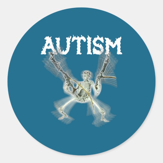 Autism Skeleton Meme Classic Round Sticker (Front)