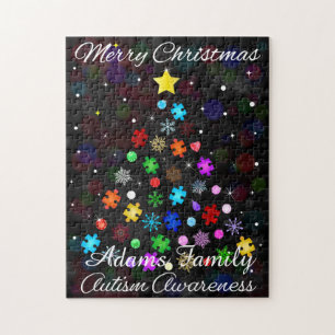 Autism Snowflake Christmas Tree Jigsaw Puzzle