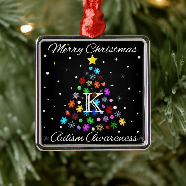 Autism Snowflake Christmas Tree Metal Tree Decoration (Tree)