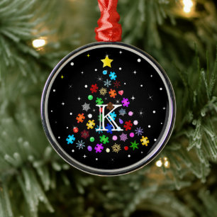 Autism Snowflake Christmas Tree Metal Tree Decoration