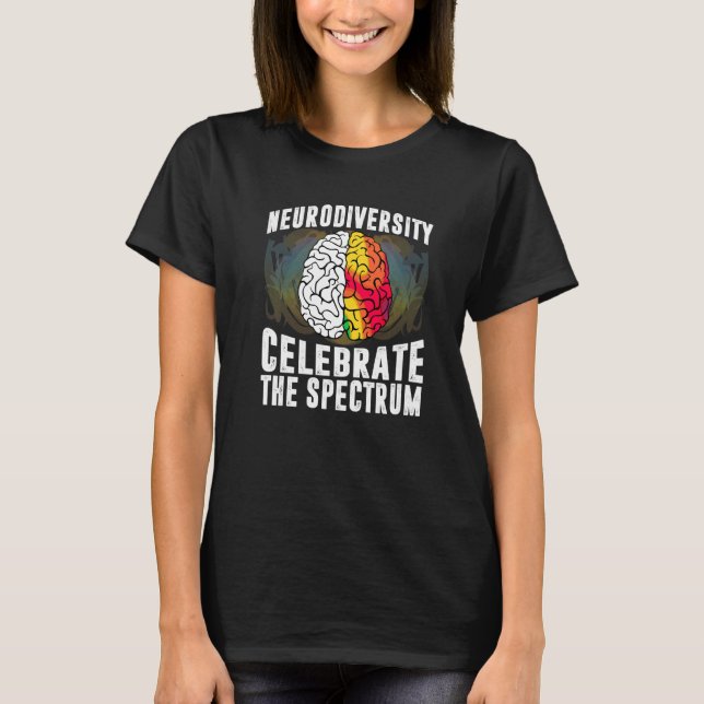 Autism Spectrum Asd Adhd Rainbow Brain Neurodivers T-Shirt (Front)