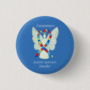 Autism Spectrum Disorder Angel Puzzle Ribbon Pins