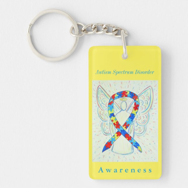 Autism Spectrum Disorder Awareness Ribbon Keychain (Front)