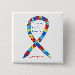 Autism Spectrum Disorder Custom Puzzle Ribbon Pins