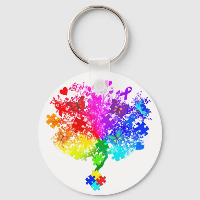 Autism Spectrum Tree Key Ring (Front)