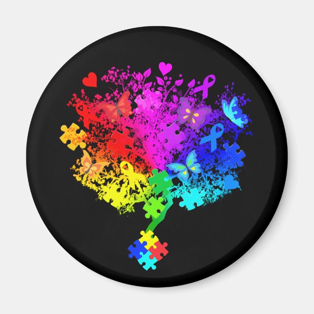 Autism Spectrum Tree Magnet (Front)