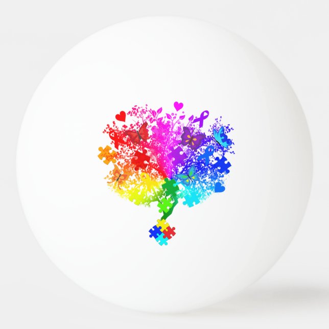Autism Spectrum Tree Ping Pong Ball (Front)