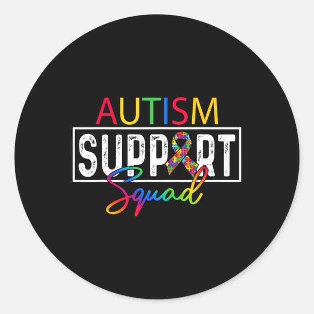 Autism Squad Awareness Autism Support Team Group F Classic Round Sticker (Front)