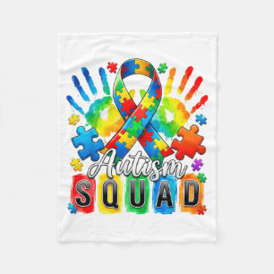 Autism Squad Puzzle Ribbon Autism Awareness Fleece Blanket