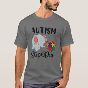 Autism Step Dad Cute Elephant Puzzle Piece Autism T-Shirt