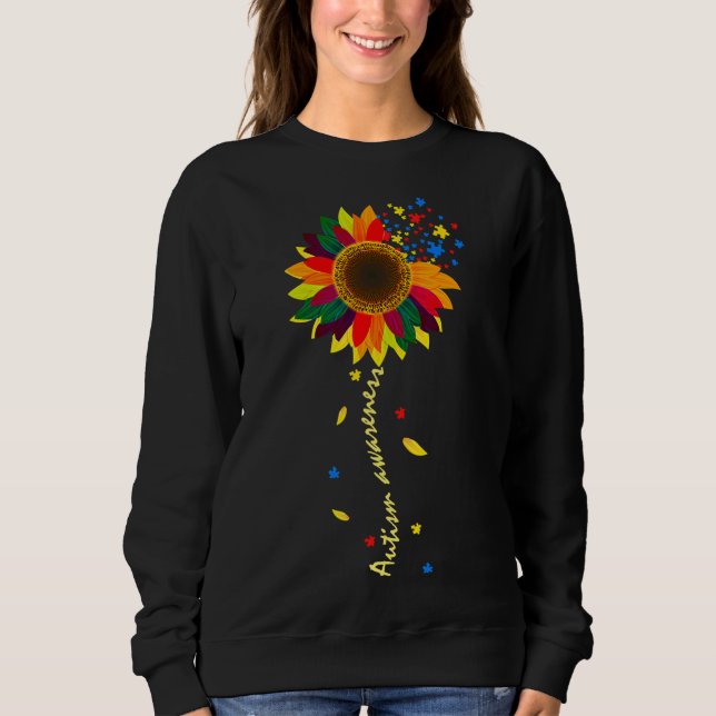 Autism Sunflower Autism Awareness Day Gif Mens Wom Sweatshirt (Front)