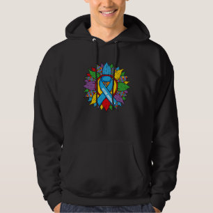 Autism Sunflower Blue Ribbon In April We Wear Blue Hoodie