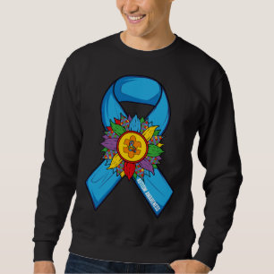 Autism Sunflower Blue Ribbon In April We Wear Blue Sweatshirt