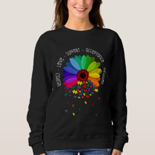 Autism Sunflower Respect Love Support Autism Aware Sweatshirt