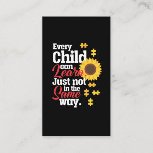 Autism Sunflower Special Education Teacher Business Card